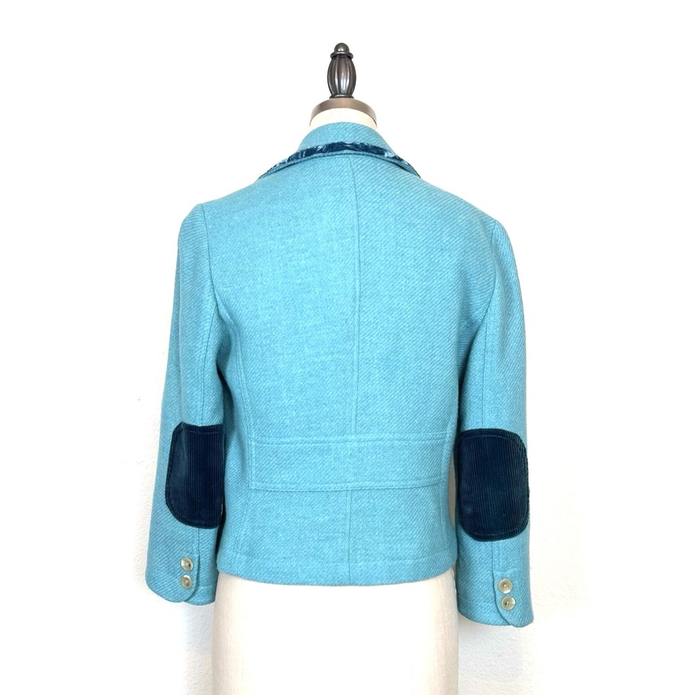 Banana Republic Wool Blend Blazer Pockets Size 4 Blue With Velvet Trim - Picture 3 of 10